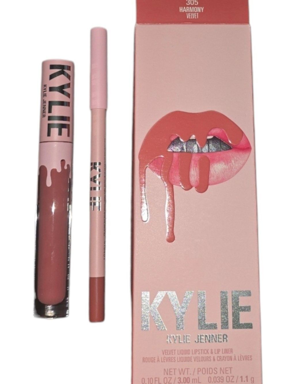 Kylie Jenner Velvet Liquid Lipstick & Lip Liner Set – Harmony 203 (Mauve Pink)
